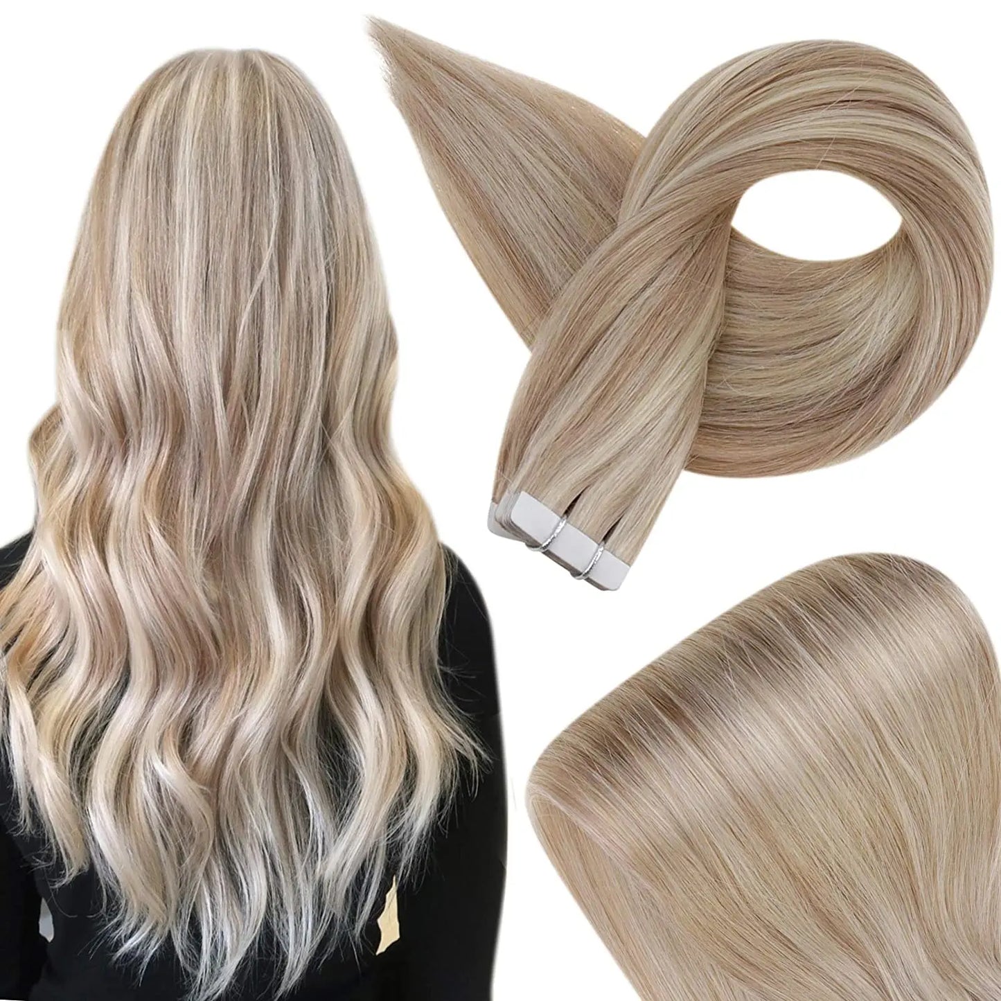 Tape In 100% Remy Human Hair Straight Double Sided