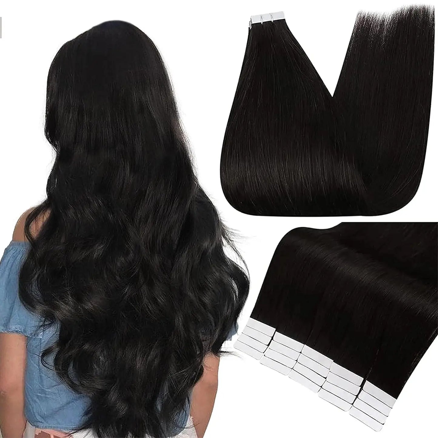 Tape In 100% Remy Human Hair Straight Double Sided