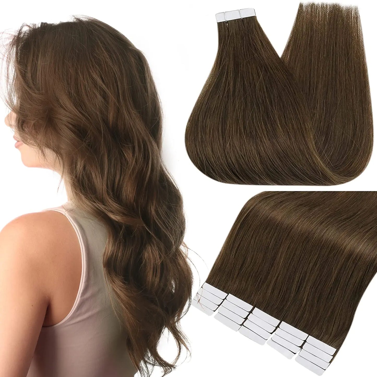 Tape In 100% Remy Human Hair Straight Double Sided