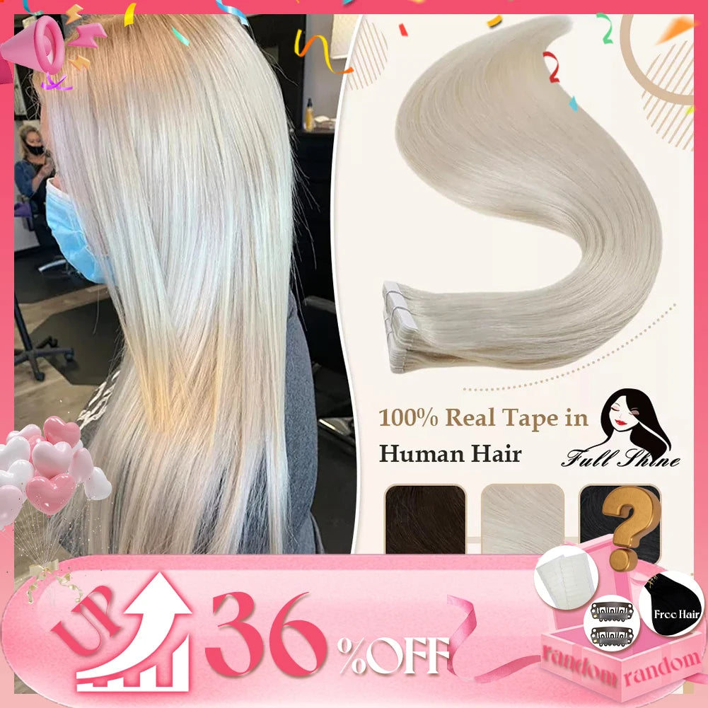 Tape In 100% Remy Human Hair Straight Double Sided