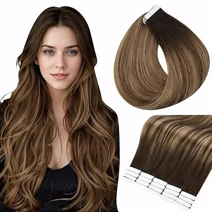 Tape In 100% Remy Human Hair Straight Double Sided