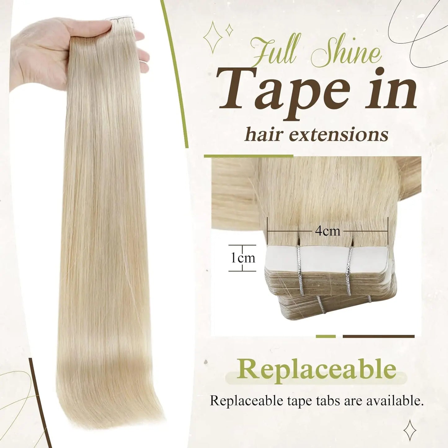 Tape In 100% Remy Human Hair Straight Double Sided