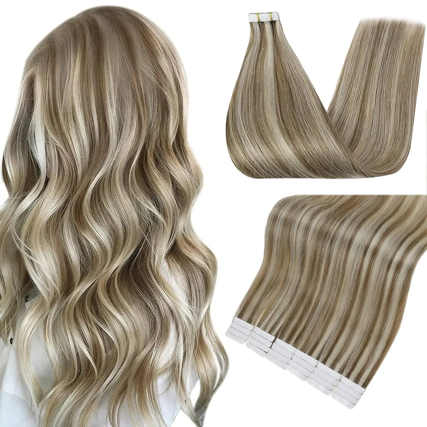 Tape In 100% Remy Human Hair Straight Double Sided