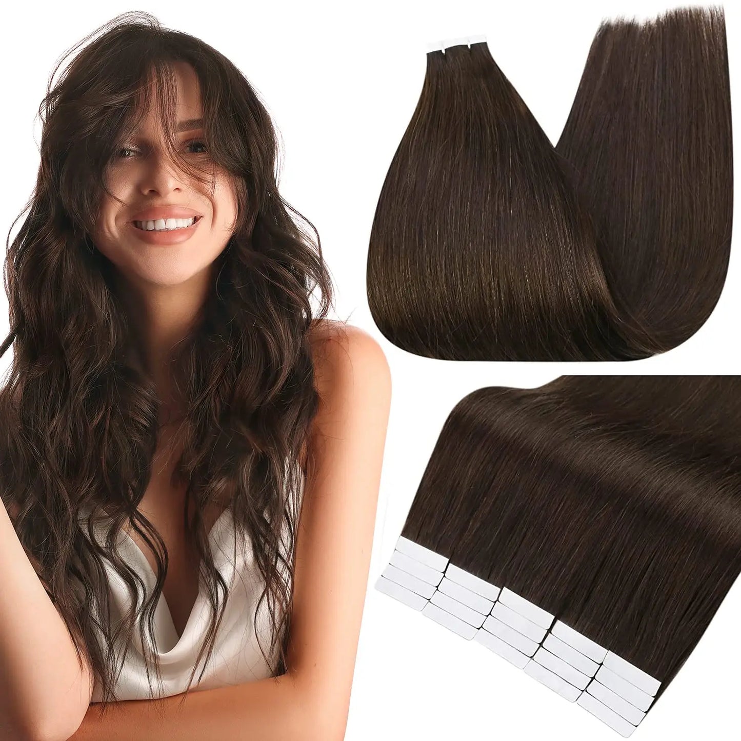 Tape In 100% Remy Human Hair Straight Double Sided