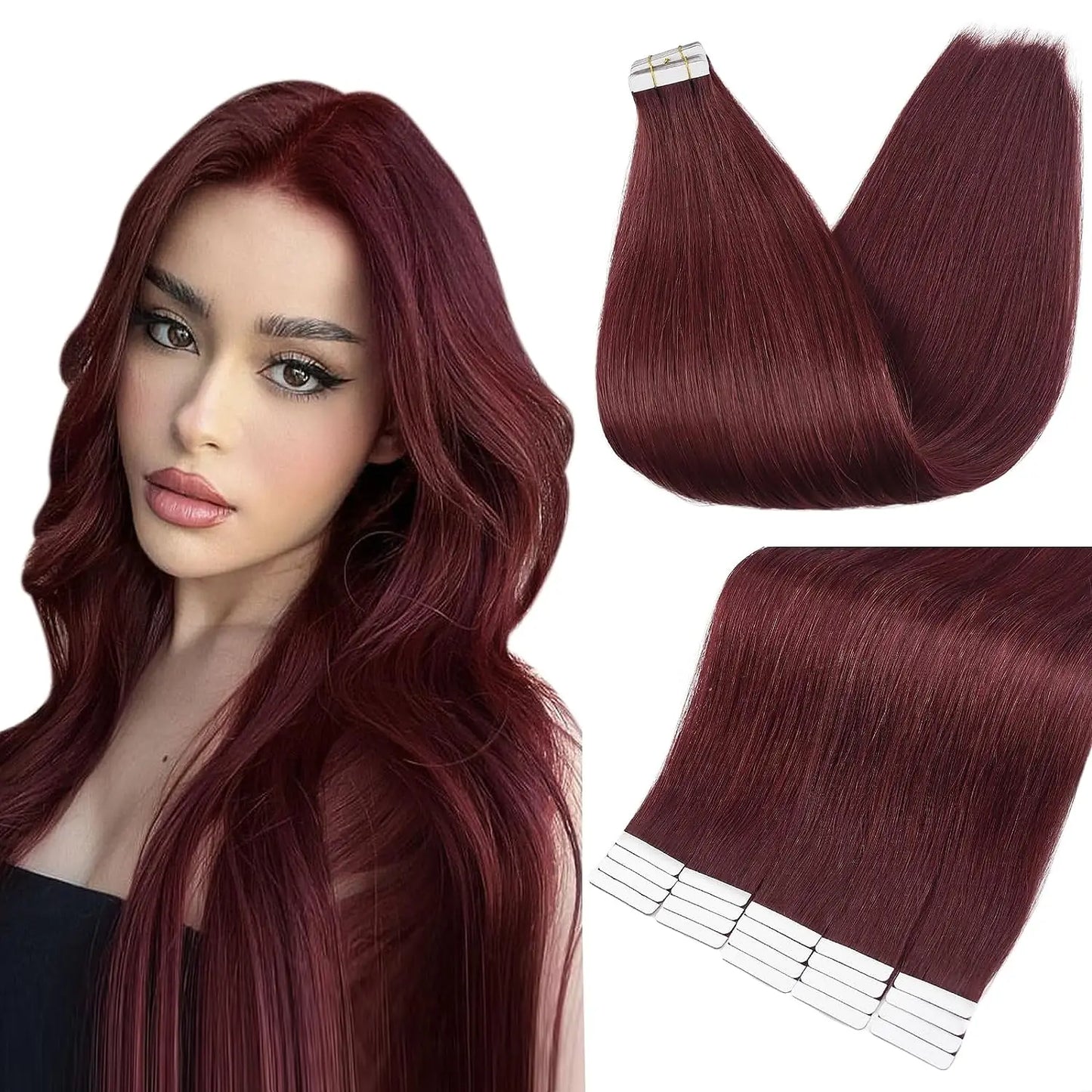 Tape In 100% Remy Human Hair Straight Double Sided