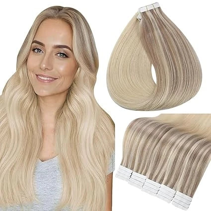 Tape In 100% Remy Human Hair Straight Double Sided