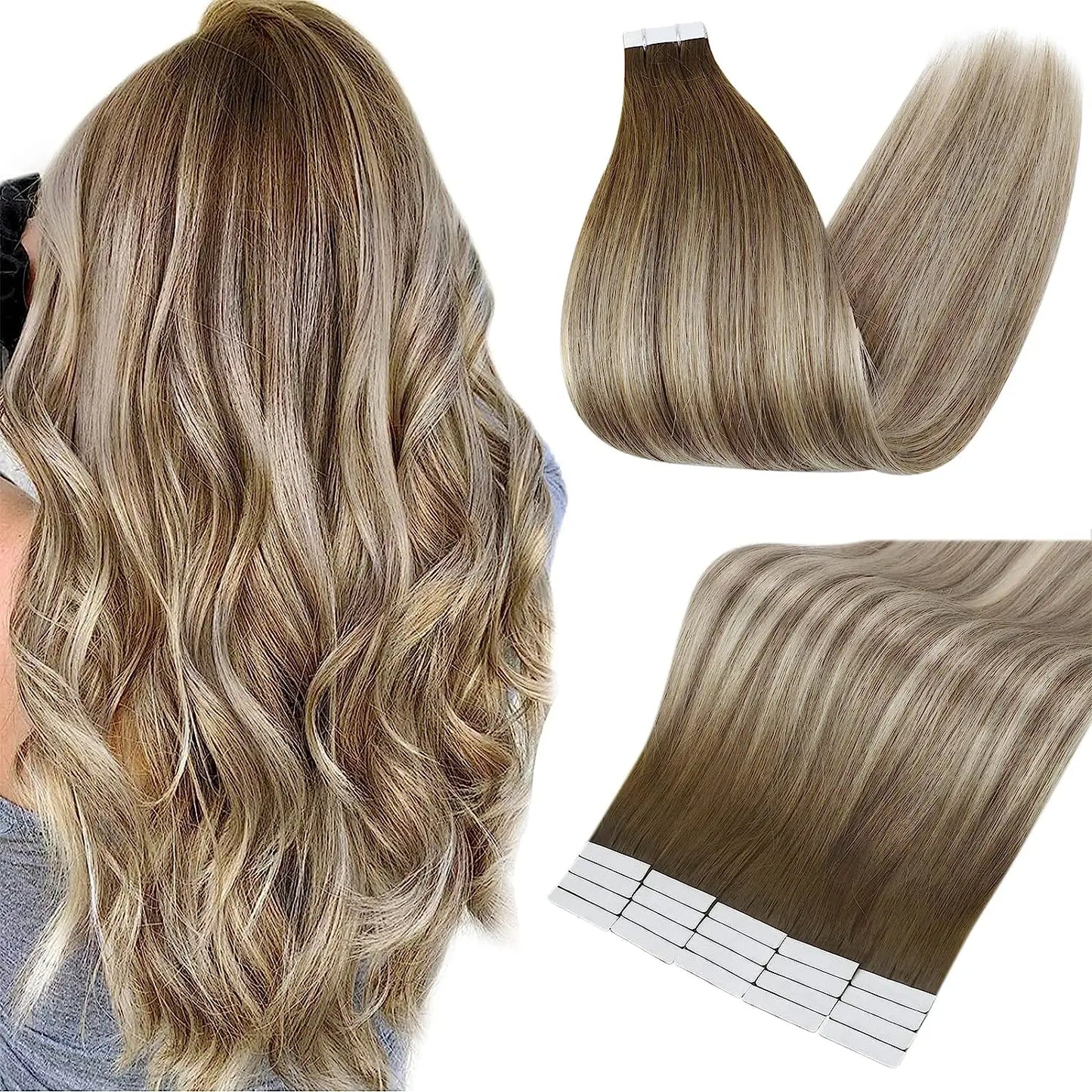 Tape In 100% Remy Human Hair Straight Double Sided