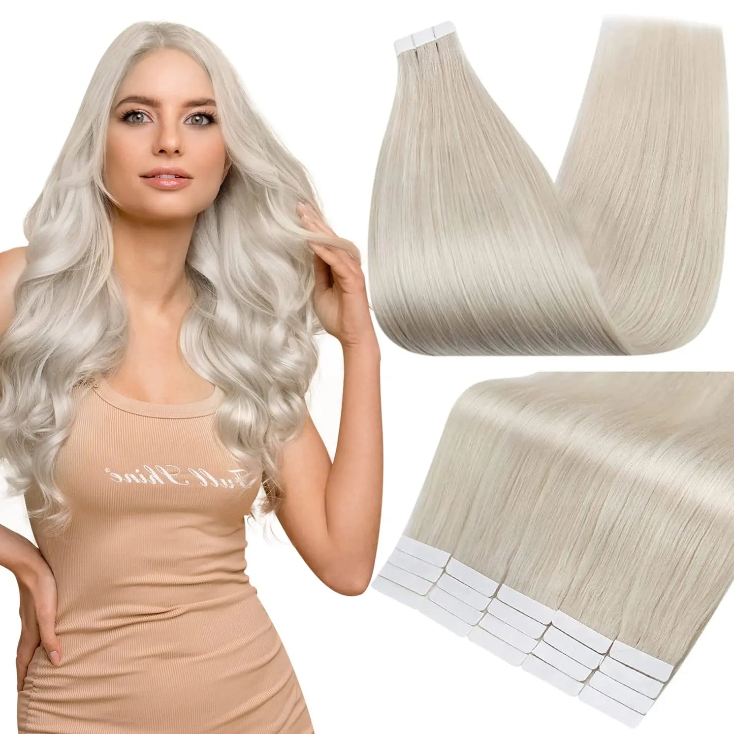 Tape In 100% Remy Human Hair Straight Double Sided