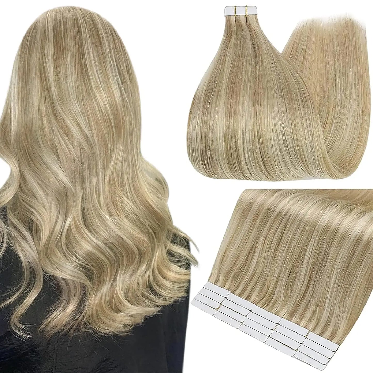 Tape In 100% Remy Human Hair Straight Double Sided