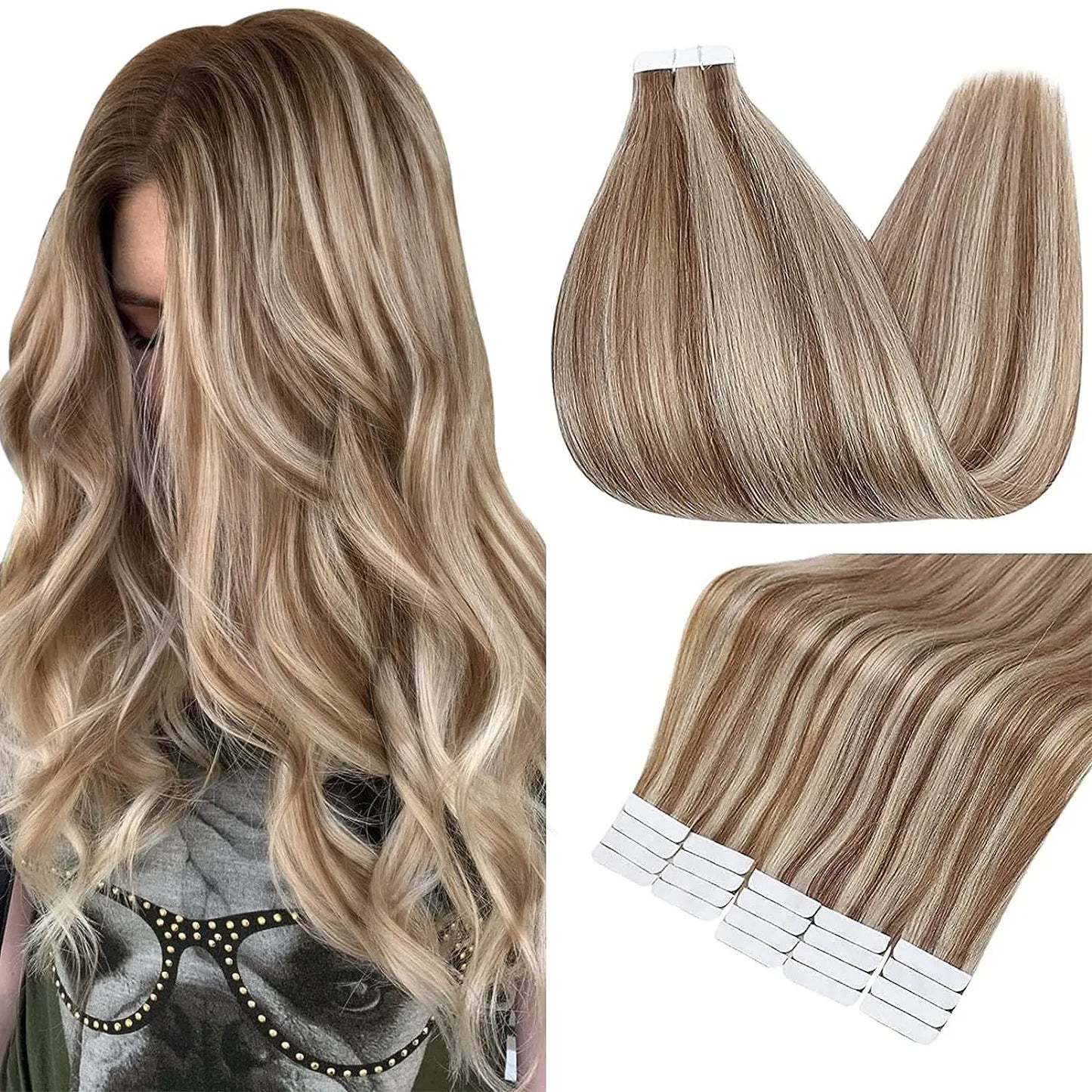 Tape In 100% Remy Human Hair Straight Double Sided