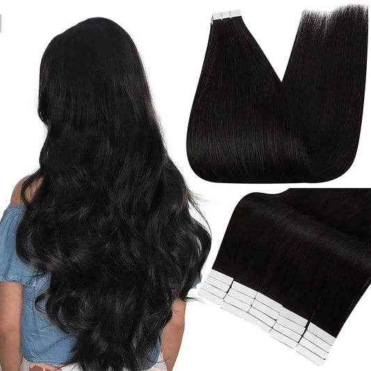 Tape In 100% Remy Human Hair Straight Double Sided